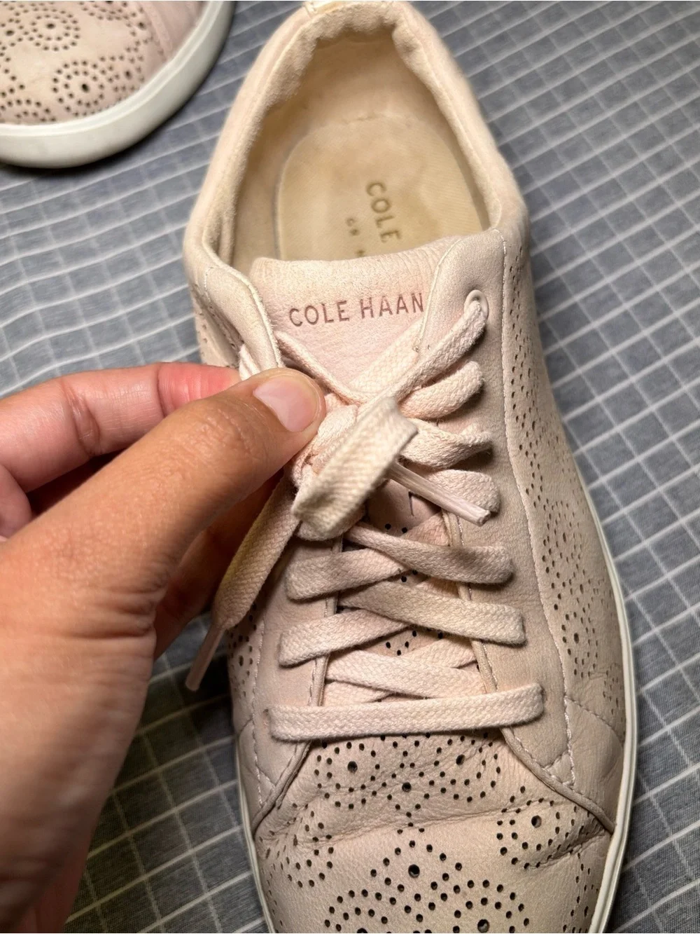 Cole Haan Blush Pink Perforated Lace-Up Sneakers